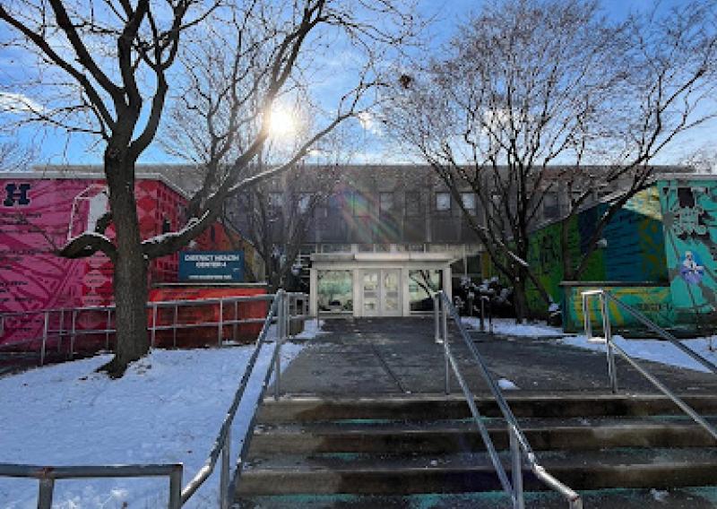 A bright snowy day at health center 4